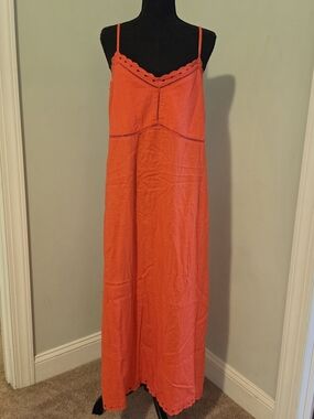 NWT Old Navy Orange Maxi Dress with Scallop Trim